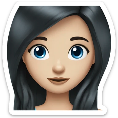 Girl with fair skin, long black hair, standing , blue eyes ,beautiful girl, very hot girl, russian sticker