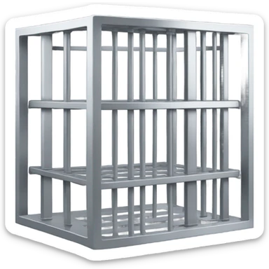 A cube jail cell with bars sticker