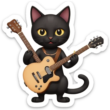 A black cat having a guitar and rocking out sticker