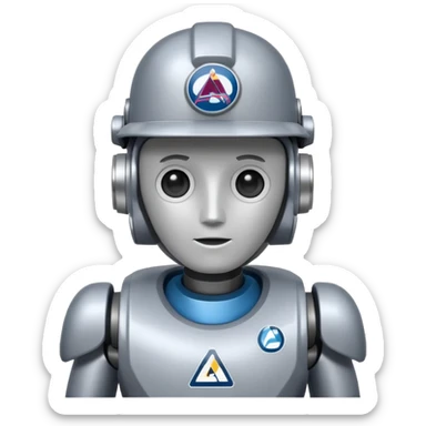 Engineer robot with colorado avalanche hat sticker