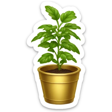 Herb in gold pot sticker