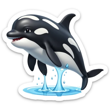 3d Cartoon orca with a tick to show when something has been completed sticker