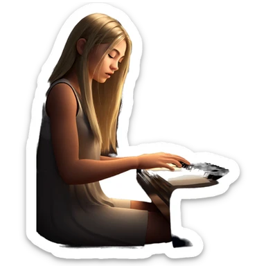 peaceful girl reading music indoors sticker