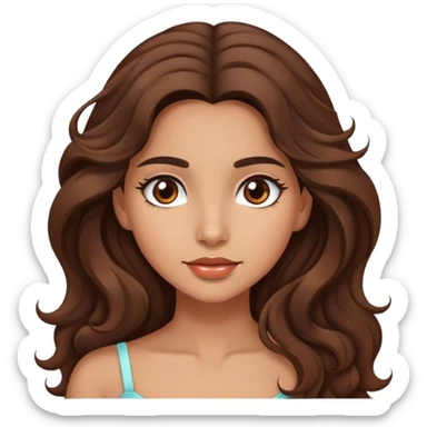 Beautiful girl,brown hair,wavy hair，long hair,brown eyes,hispanic sticker