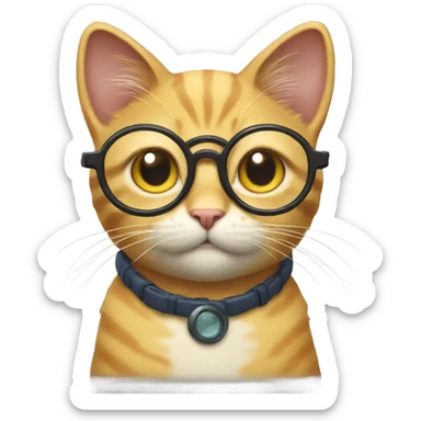 Cat with glasses playing Pokemon sticker