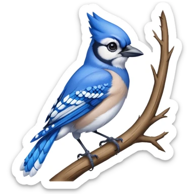 Ultra realistic detailed beautiful Blue Jay in tree sticker