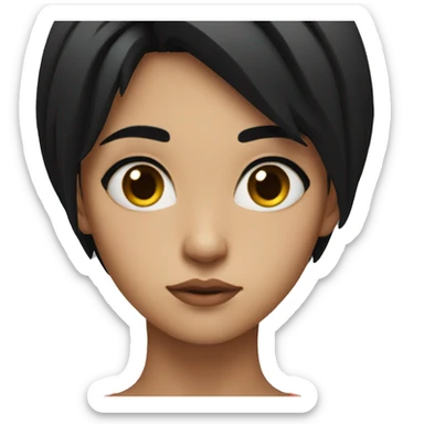  girl with intense gaze with black hair  sticker