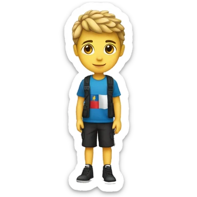 boy with albanian flag in front of eiffel tower sticker