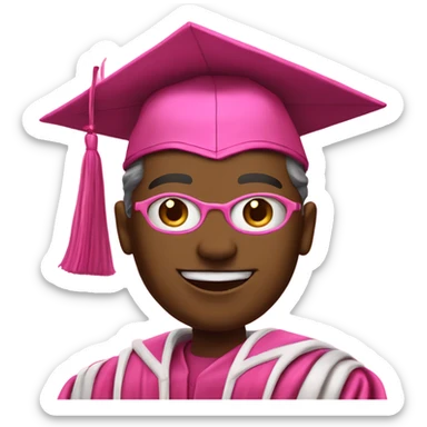 superhero (must be a superhero) in a pink graduation hat and pink academic regalia sticker