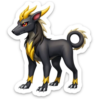 colorful shiny edgy cool badass Manectric-Houndoom-fusion-hybrid-Fakémon-creature, full body sticker