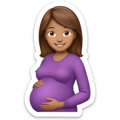 Pregnant Woman with brown hair and light brown skin sticker