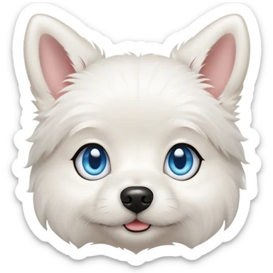 Blue eyed small white dog  sticker