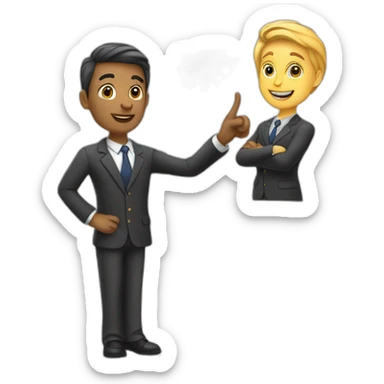 teacher in suit pointing at a whiteboard sticker