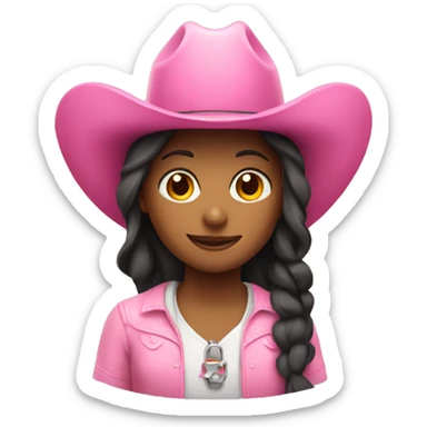 Girl wearing a pink cowboy hat sticker