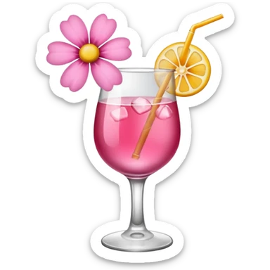 Alcohol drink with pink flower sticker