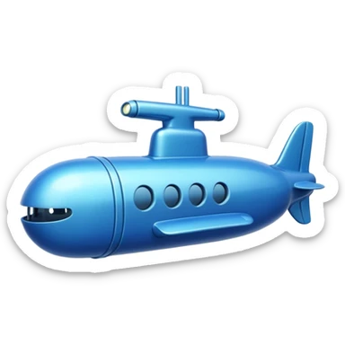 blue mini single submarine in cartoon  sticker