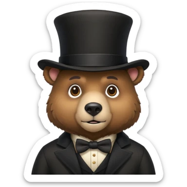 Bear with a full black tophat sticker