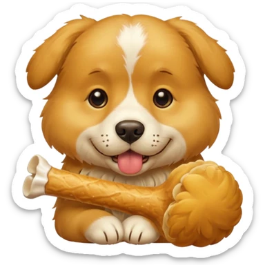 a dog eating something tasty sticker