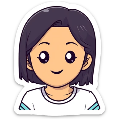 lightskin young girl with black straight hair and dark eyes, winking, playful expression sticker