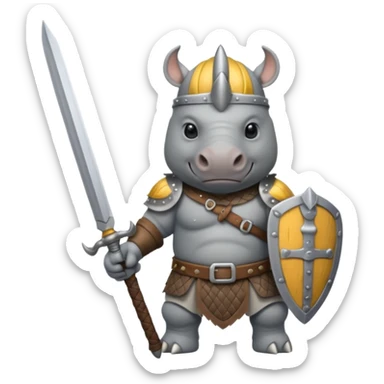 rhino with viking helmet and sword sticker