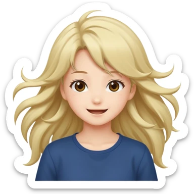 cute anime girl with blowing hair sticker