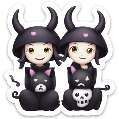Kuromi holding a smaller kuromi sticker