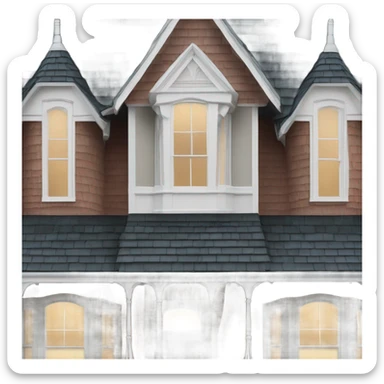 The front of a cedar shingling victorian simple home sticker