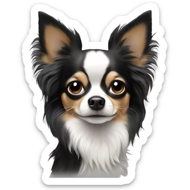 Black and white long haired chihuahua sticker