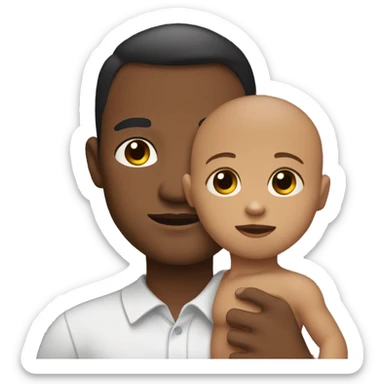 man with normal skin tone with a black baby child in arms sticker
