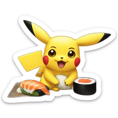 Pikachu eat a sushi  sticker