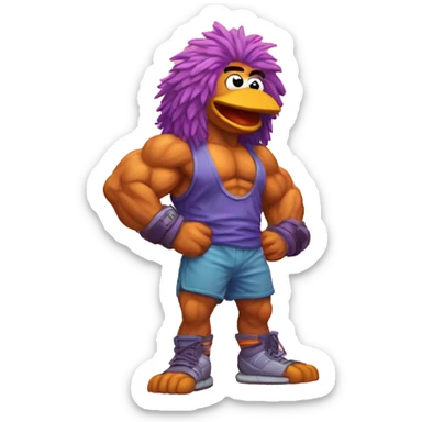 fraggle rocks hot muscle trainer sunset colored sticker