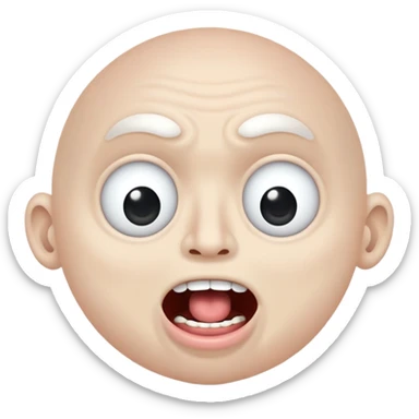 Super idol with his mouth wide open and he has no teeth and there is 3 small BØB eyes in his mouth and he has no eyes but there is 2 small BØB eyes in each of his eye circles and the background is pitch black and super idol is a grayish white color sticker