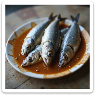 anchovies, realistic style, detailed, lifelike sticker