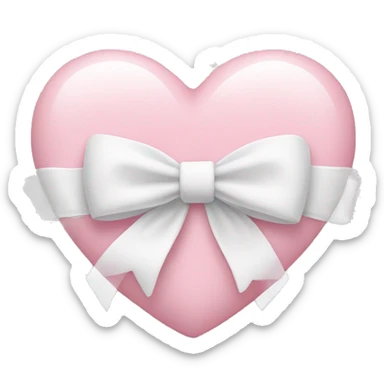 Pastel pink heart with white bow sticker