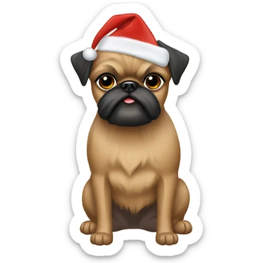 Tan brussels Griffon Christmas hat  sticker