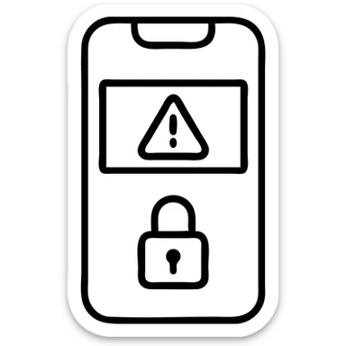 Smartphone lock screen with alert banner and small face ID camera window sticker