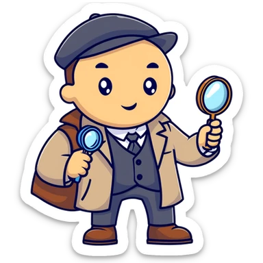 detective with magnifying glass sticker