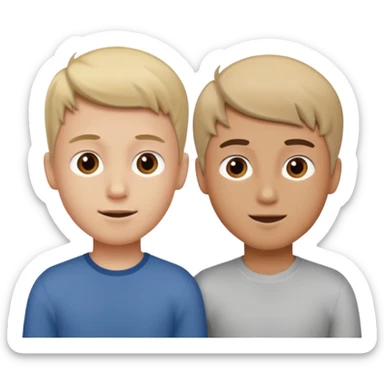 Two boys having a conversation looking at each other. sticker