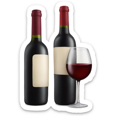Bottle of red wine with a wine glass sticker