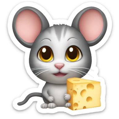 Mouse cat cheese  sticker