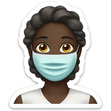 Dark skinned Girl wearing a facial mask sticker