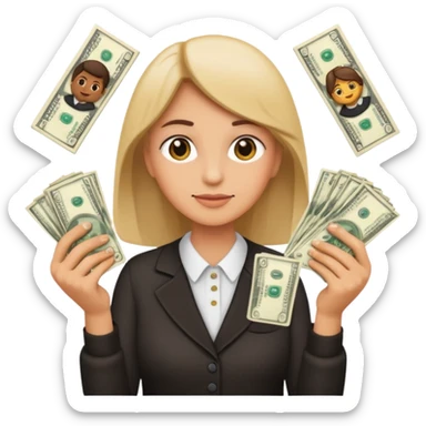 A caring parent counting money with family icons emoji sticker