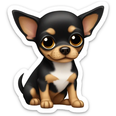 Black tan chihuahua sitting sticker
