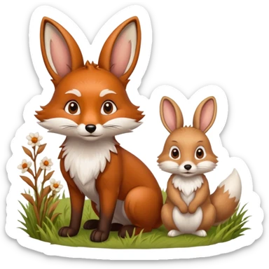 fox and rabbit sticker