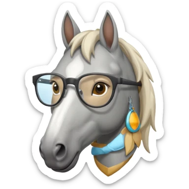 grey horse head with glasses sticker