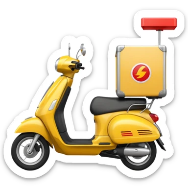 an animated emoji of a food delivery scooter whizzing past fast sticker