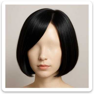a short black bob wig, modern and sleek sticker