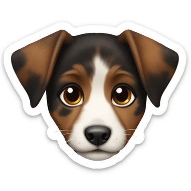 A black and brown tortoiseshell puppy without white with pointy ears sticker