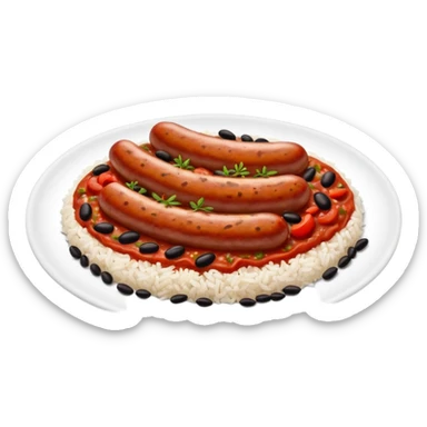 emoji of Rougail saucisse meal. Typical Reunion island meal. Sliced sausage in tomato reduced sauce with thym  sticker