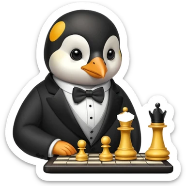 Pinguin playing chess sticker